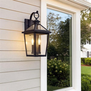 Black(blak+ gold holders) wall sconce, by Maple, for hallway or living room, angled view