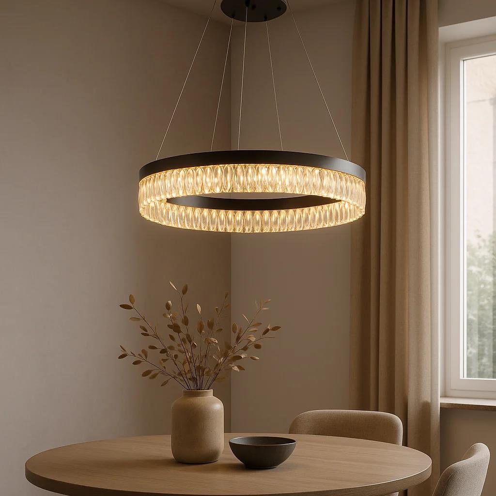 Black chandelier, by Maple, side view