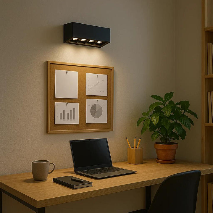 Black track light, by Cano Light, for kitchen or studio, angled view