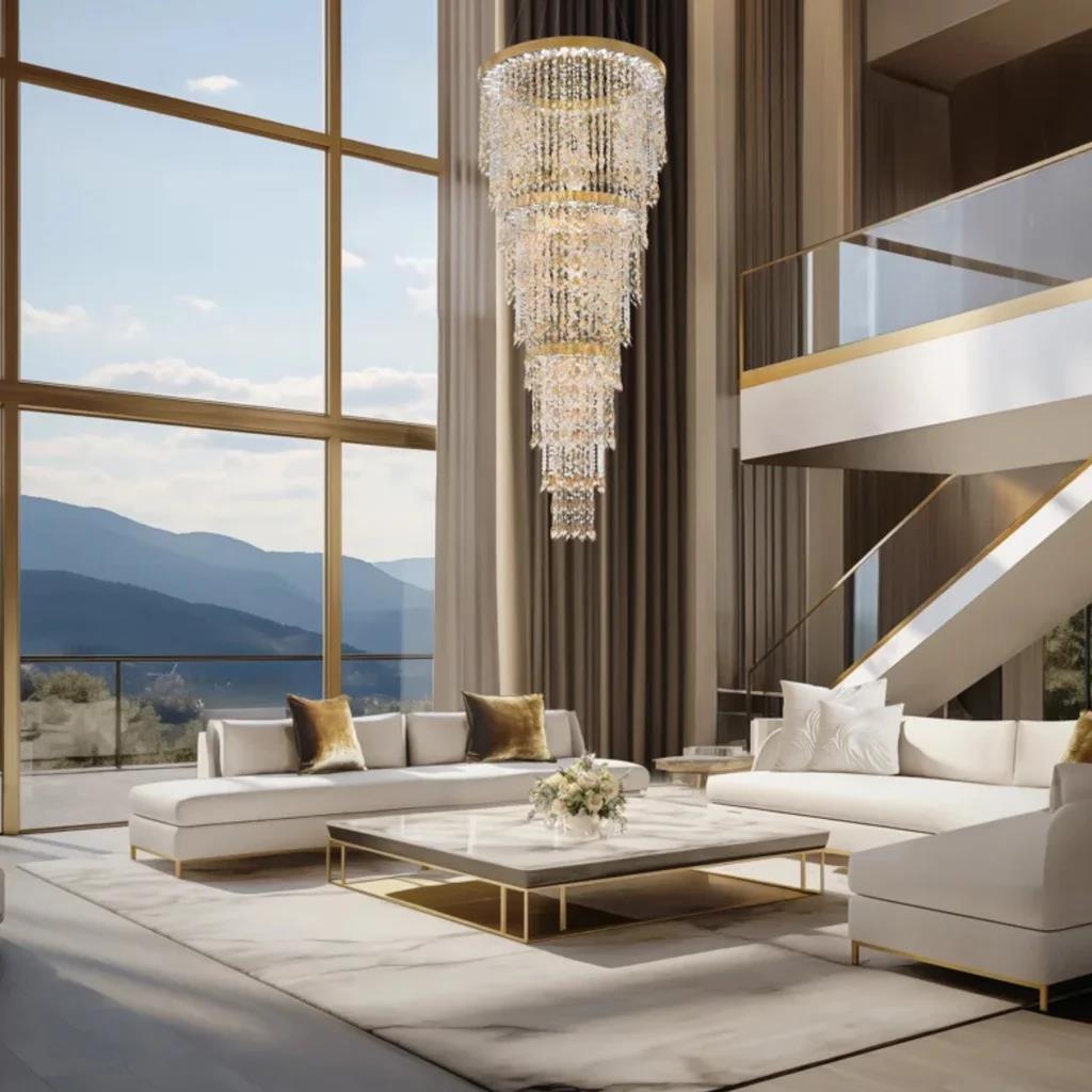Heirloom gold pendant light, by Schonbek, for kitchen island or dining, angled view