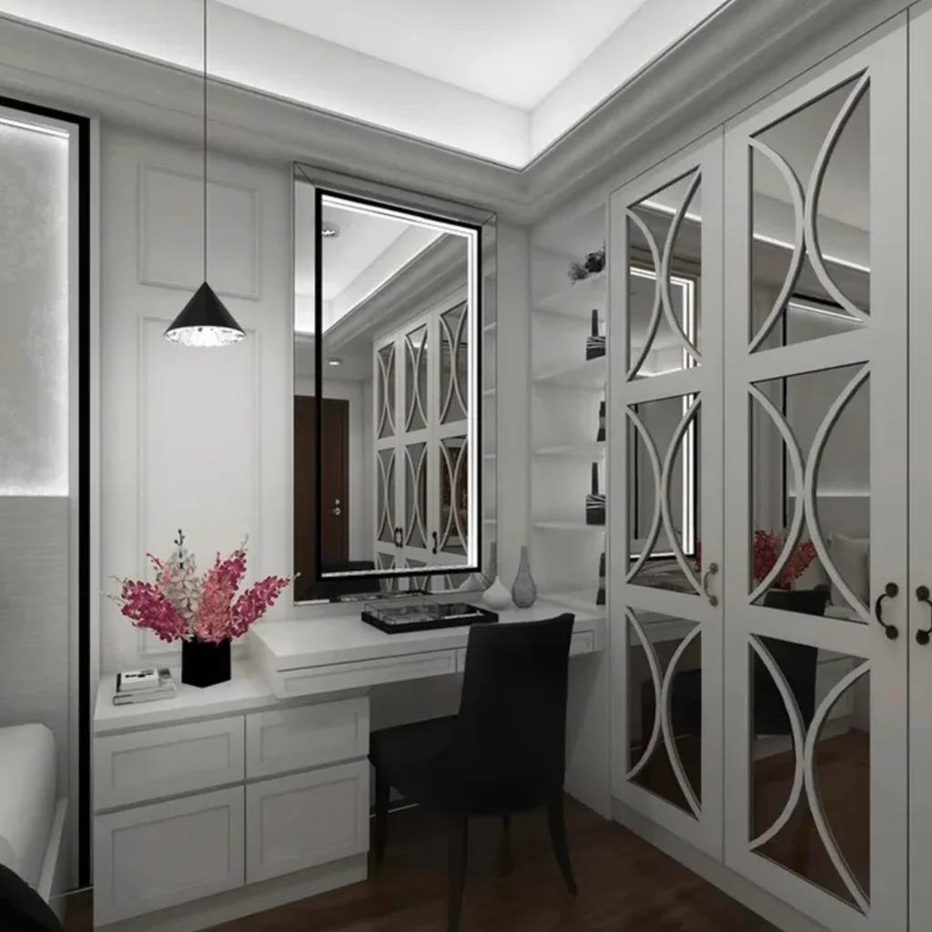 Black pendant light, by Schonbek, for kitchen island or dining, angled view