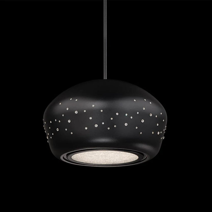Black pendant light, by Schonbek, for kitchen island or dining