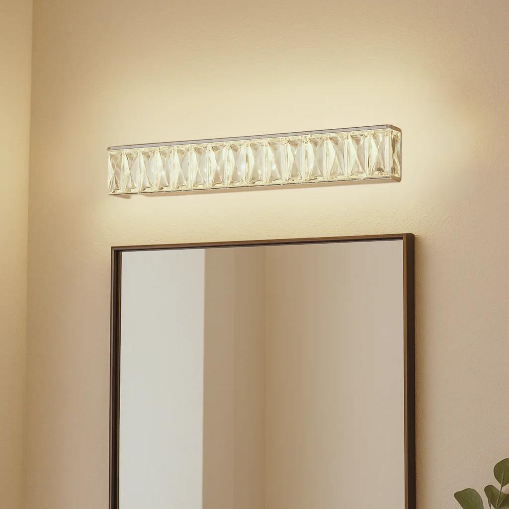 Chrome bath bar, by Maple, for bathroom, angled view