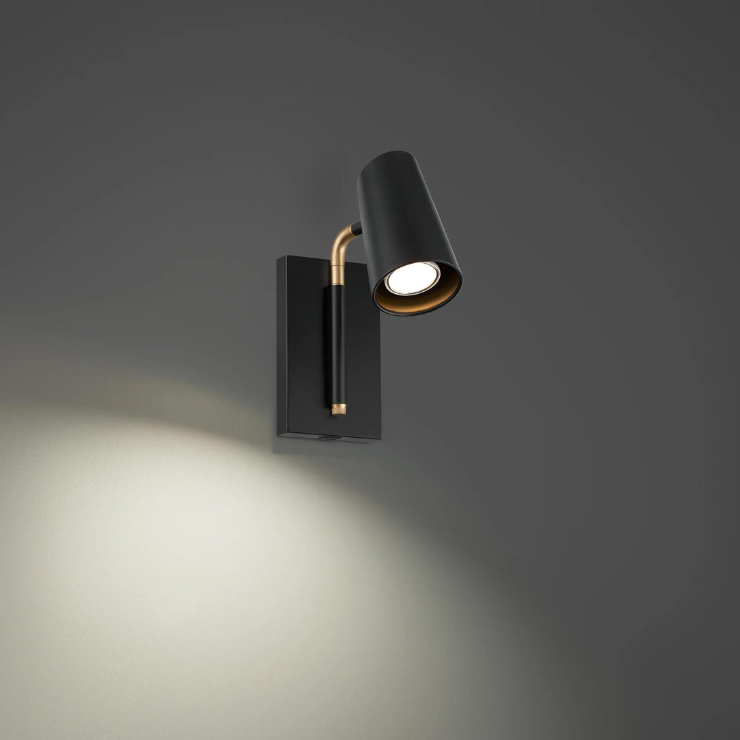 Black & gold finish wall sconce, by Modern Forms, for hallway or living room