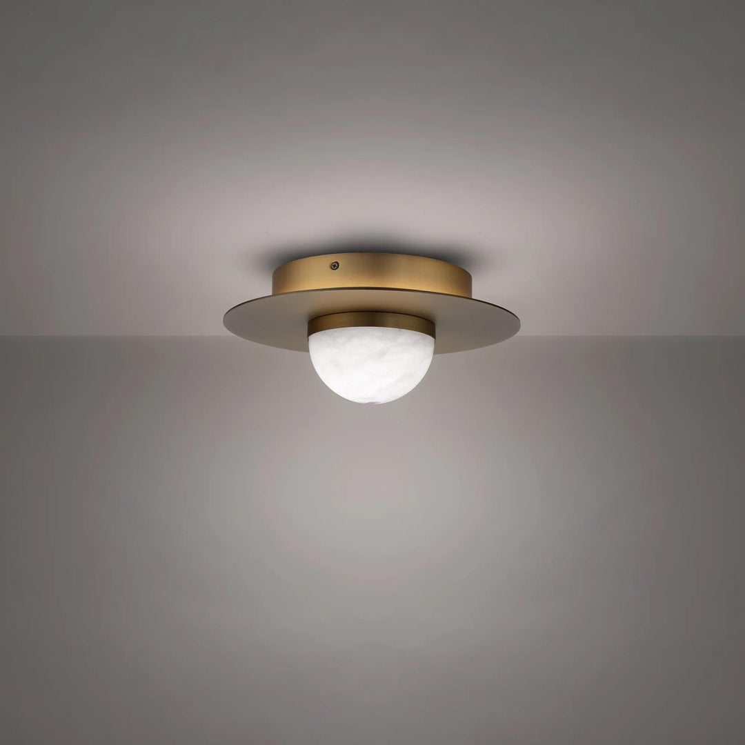 Aged brass finish flush-mount ceiling light, by Modern Forms, for hallway, bedroom, or entryway