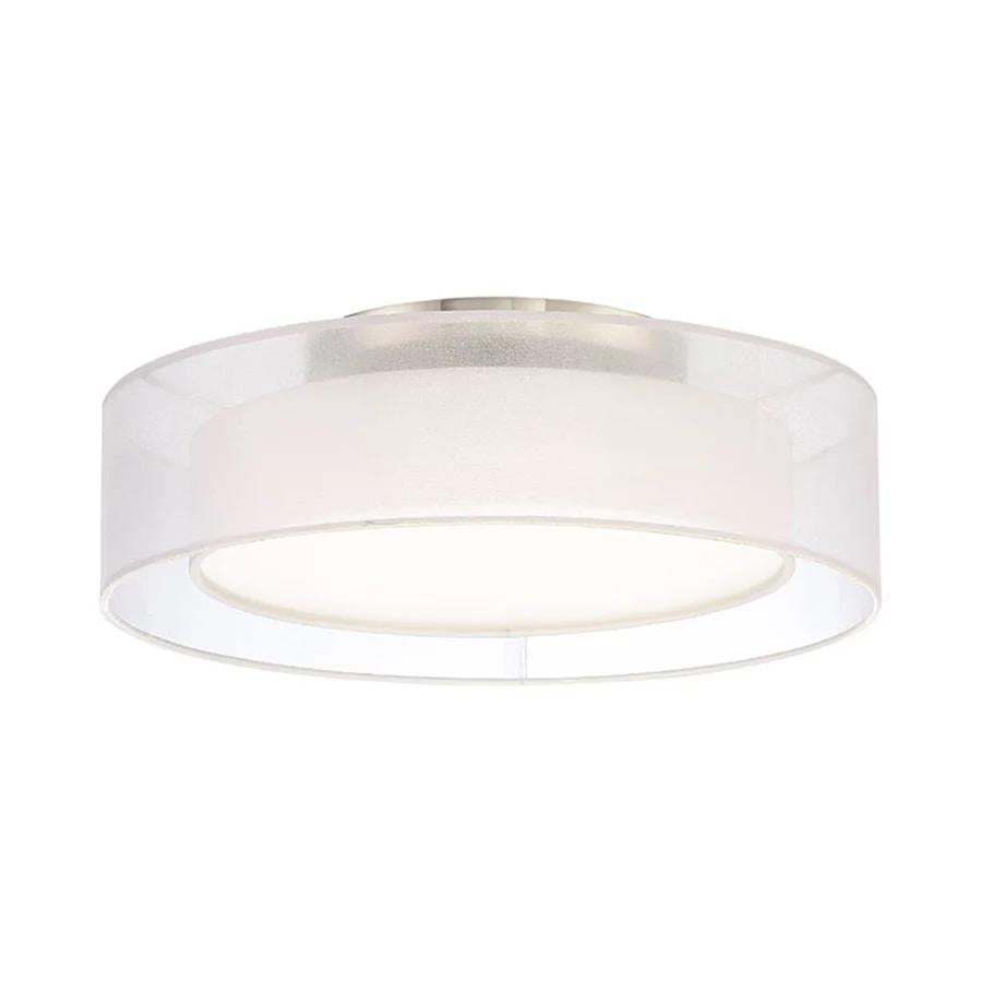 Brushed nickel finish flush-mount ceiling light, by Modern Forms, for hallway, bedroom, or entryway