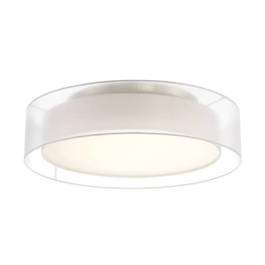 Brushed nickel finish flush-mount ceiling light, by Modern Forms, for hallway, bedroom, or entryway