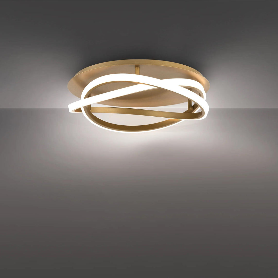 Aged brass finish flush-mount ceiling light, by Modern Forms, for hallway, bedroom, or entryway