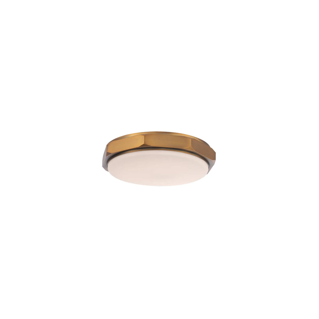 Aged brass finish flush-mount ceiling light, by Modern Forms, for hallway, bedroom, or entryway