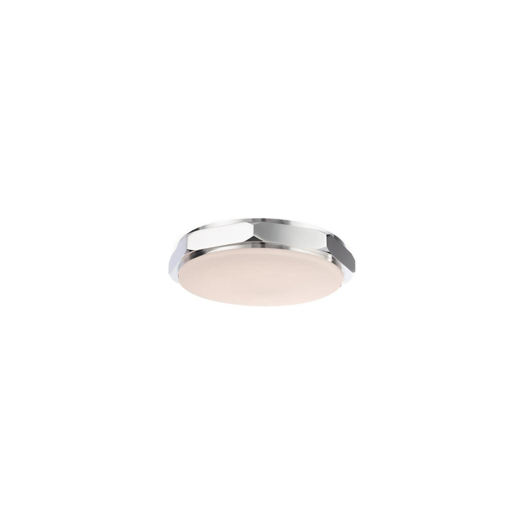 Polished nickel finish flush-mount ceiling light, by Modern Forms, for hallway, bedroom, or entryway