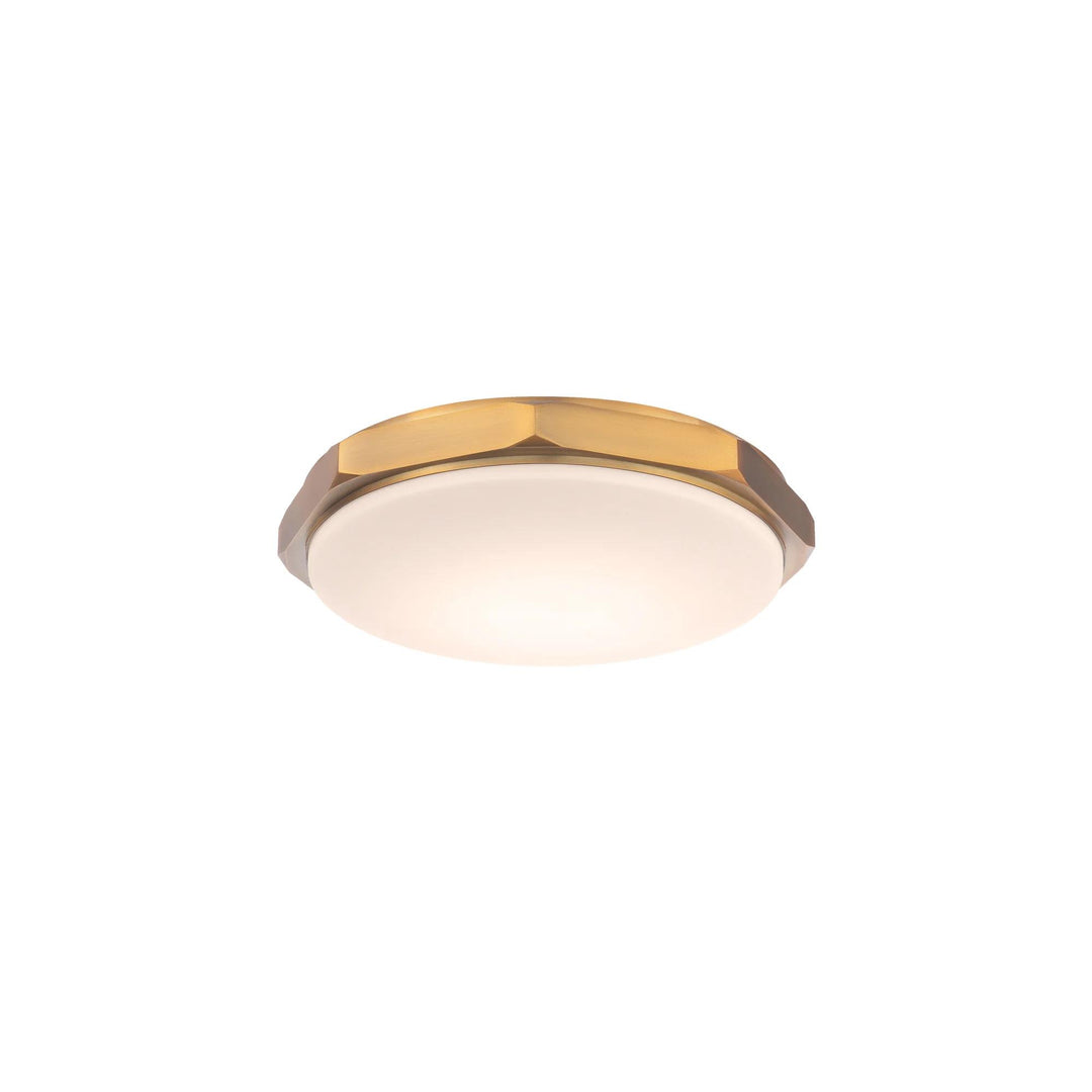 Aged brass finish flush-mount ceiling light, by Modern Forms, for hallway, bedroom, or entryway