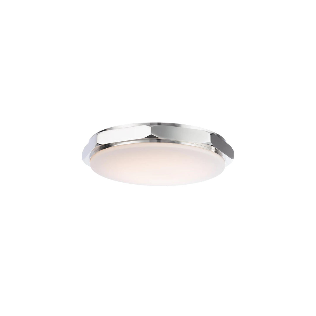 Polished nickel finish flush-mount ceiling light, by Modern Forms, for hallway, bedroom, or entryway