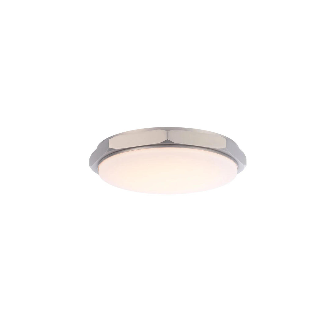 Brushed nickel finish flush-mount ceiling light, by Modern Forms, for hallway, bedroom, or entryway