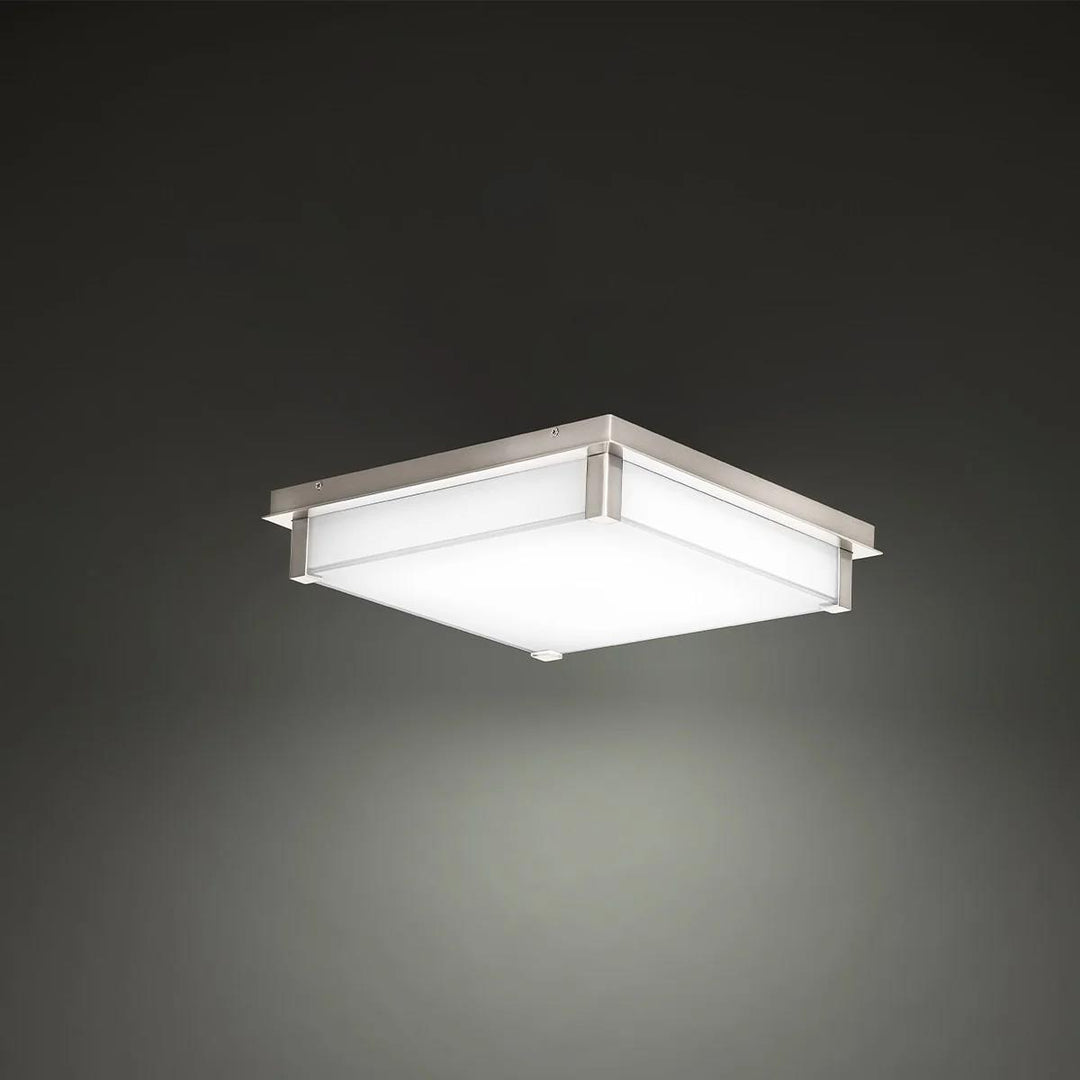 Brushed nickel finish flush-mount ceiling light, by Modern Forms, for hallway, bedroom, or entryway
