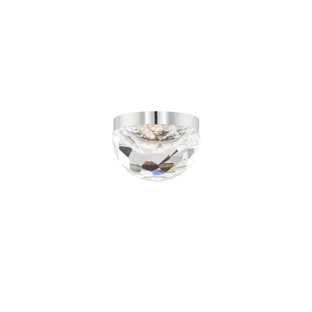 Polished nickel finish flush-mount ceiling light, by Modern Forms, for hallway, bedroom, or entryway