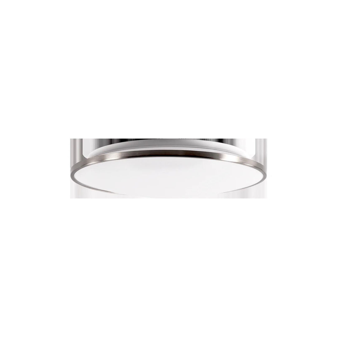 Brushed nickel finish flush-mount ceiling light, by Modern Forms, for hallway, bedroom, or entryway
