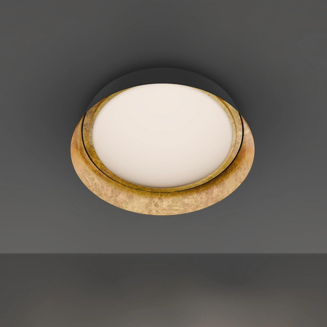Gold leaf finish flush-mount ceiling light, by Modern Forms, for hallway, bedroom, or entryway