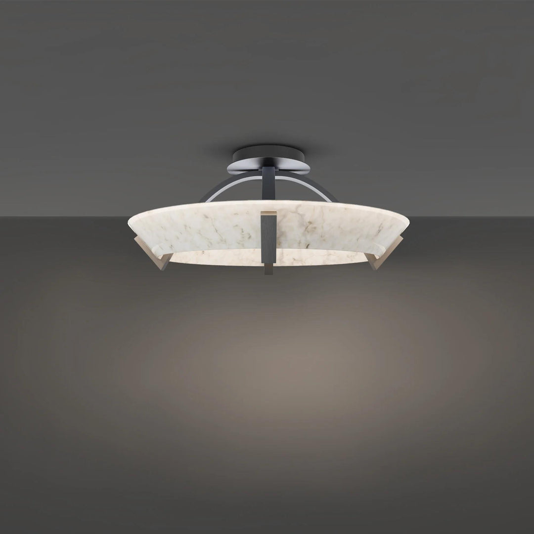 Antique nickel finish flush-mount ceiling light, by Modern Forms, for hallway, bedroom, or entryway