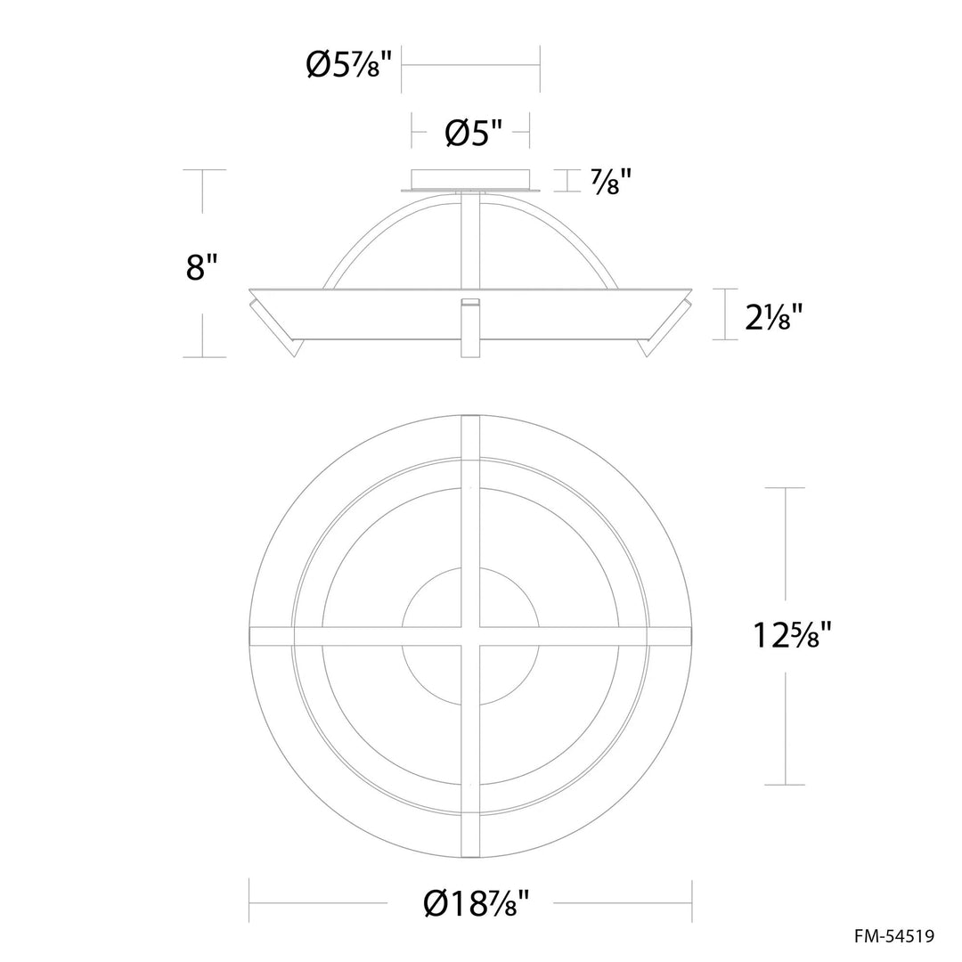 Aged brass finish flush-mount ceiling light, by Modern Forms, for hallway, bedroom, or entryway