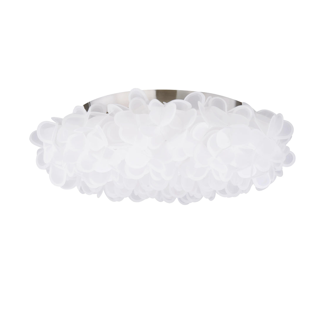 Brushed nickel finish flush-mount ceiling light, by Modern Forms, for hallway, bedroom, or entryway