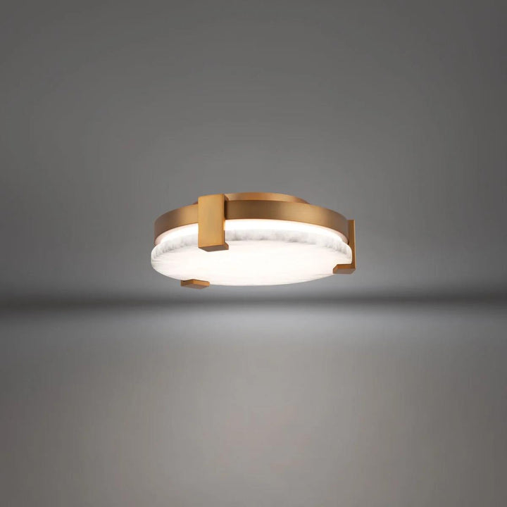 Aged brass finish flush-mount ceiling light, by Modern Forms, for hallway, bedroom, or entryway