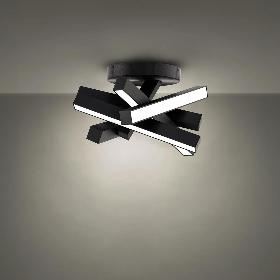 Black finish semi-flush mount ceiling light, by Modern Forms, for hallway, bedroom, or entryway