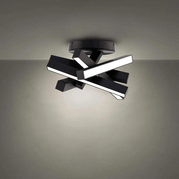 Black finish semi-flush mount ceiling light, by Modern Forms, for hallway, bedroom, or entryway
