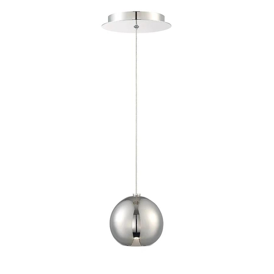 Polished nickel finish pendant light, by Modern Forms, for kitchen island or dining