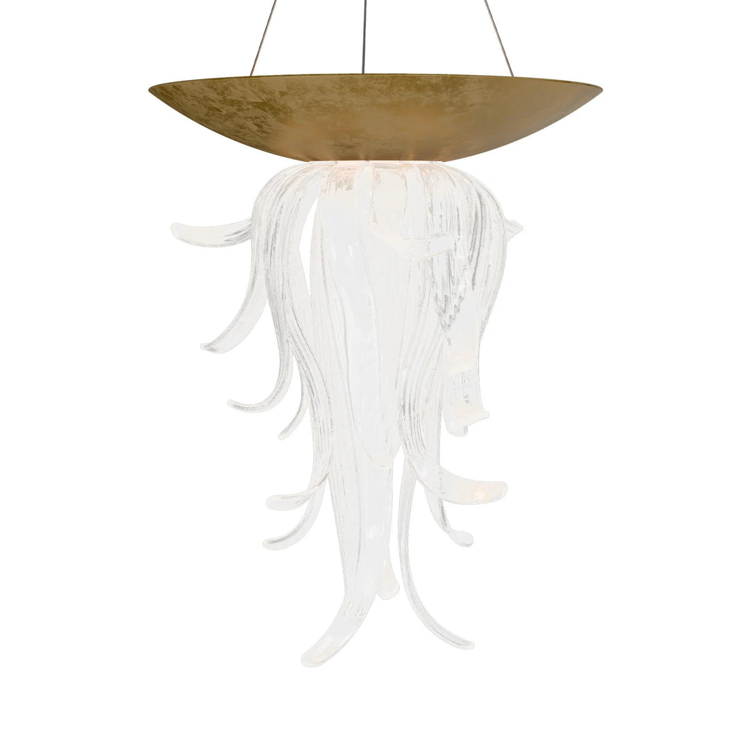 Gold leaf finish chandelier, by Modern Forms