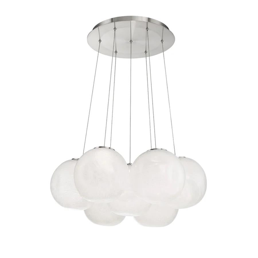 Brushed nickel finish chandelier, by Modern Forms