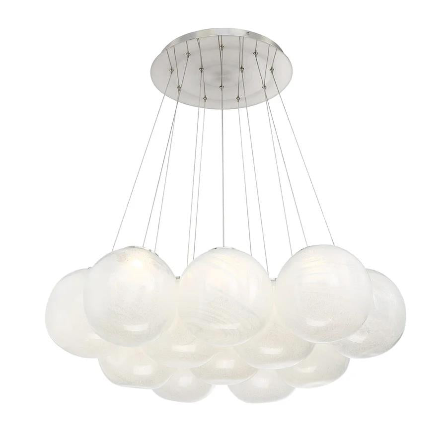 Brushed nickel finish chandelier, by Modern Forms