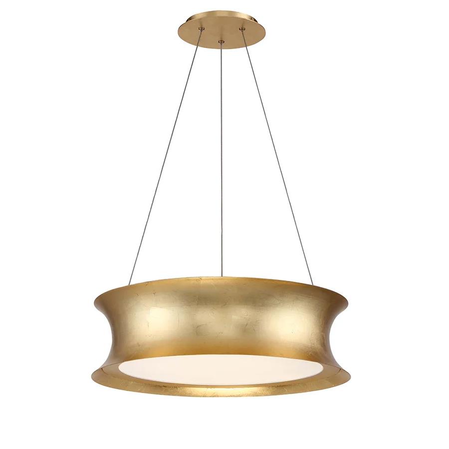 Gold leaf finish pendant light, by Modern Forms, for kitchen island or dining