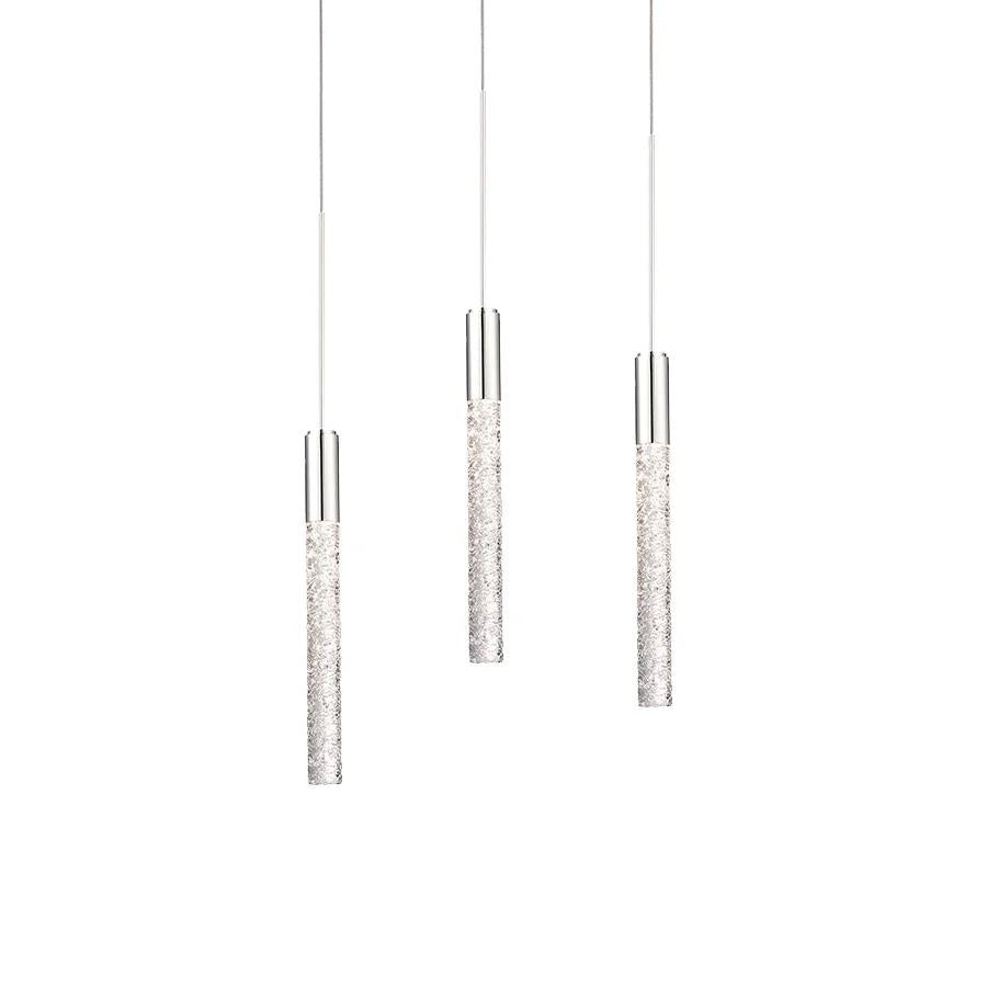 Polished nickel finish pendant light, by Modern Forms, for kitchen island or dining