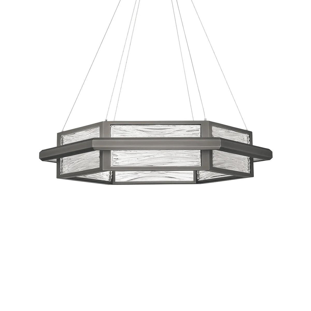 Antique nickel finish chandelier, by Modern Forms