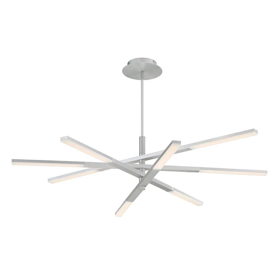 Brushed aluminum finish chandelier, by Modern Forms