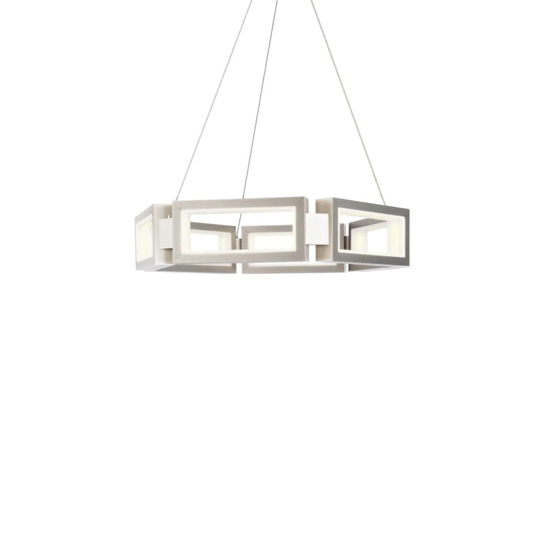 Brushed nickel finish chandelier, by Modern Forms