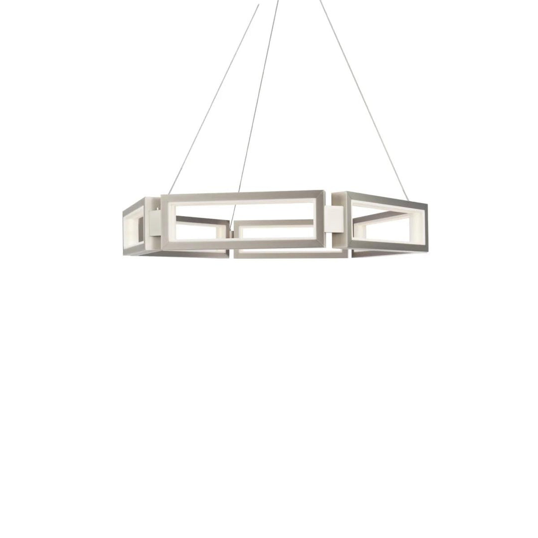 Brushed nickel finish chandelier, by Modern Forms