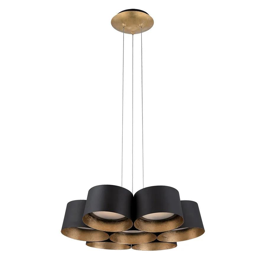 Gold leaf/bronze finish chandelier, by Modern Forms