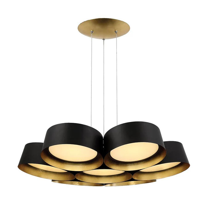 Gold leaf/bronze finish chandelier, by Modern Forms