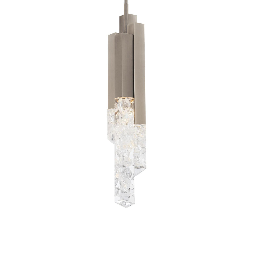 Brushed nickel finish pendant light, by Modern Forms, for kitchen island or dining