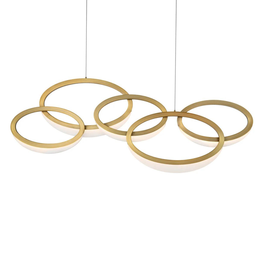 Aged brass finish chandelier, by Modern Forms