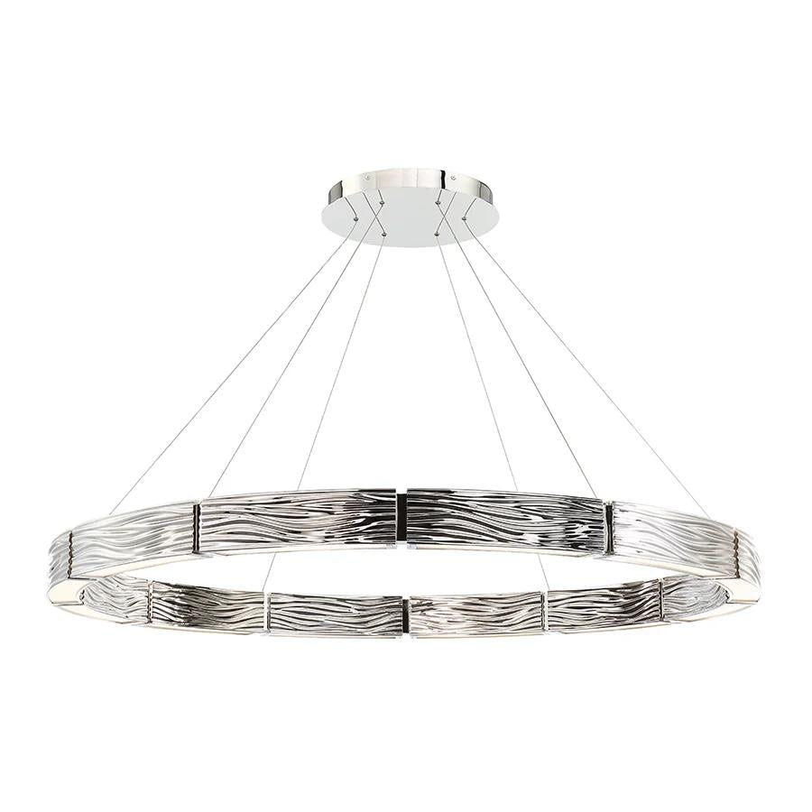 Polished nickel finish chandelier, by Modern Forms