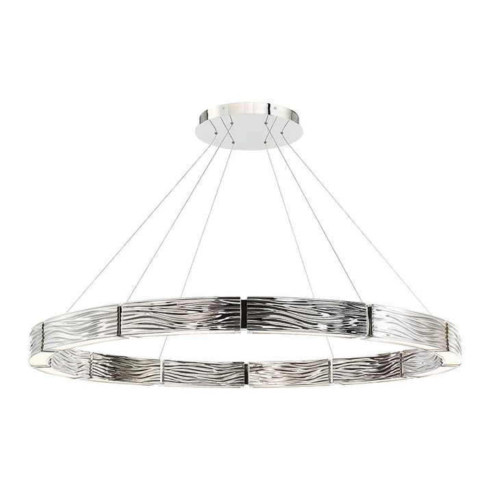 Polished nickel finish chandelier, by Modern Forms