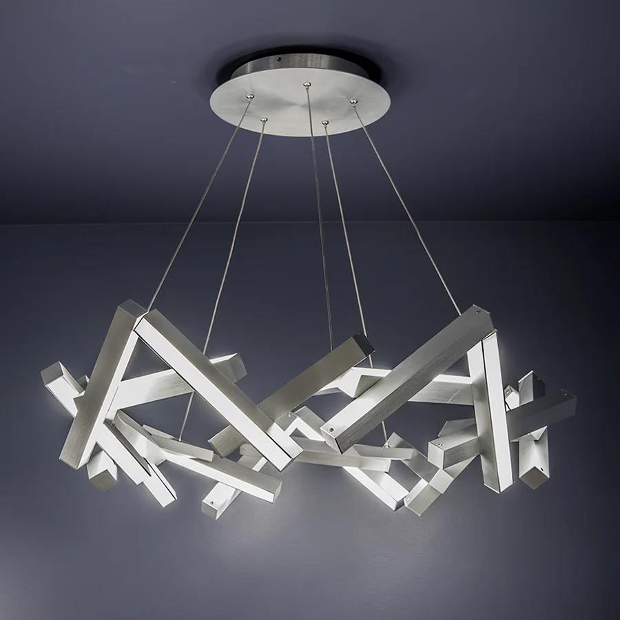Brushed aluminum finish chandelier, by Modern Forms