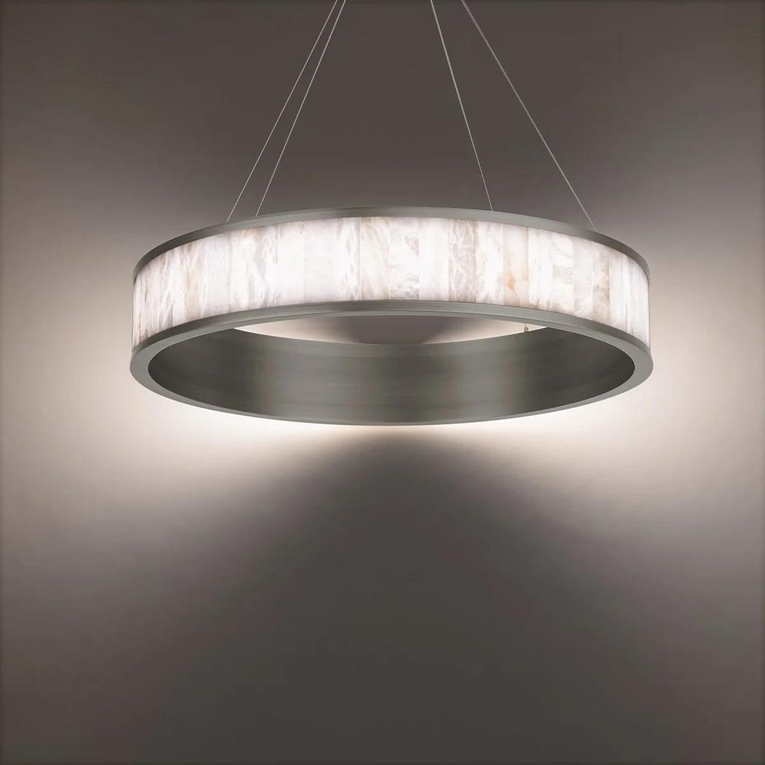 Antique nickel finish chandelier, by Modern Forms