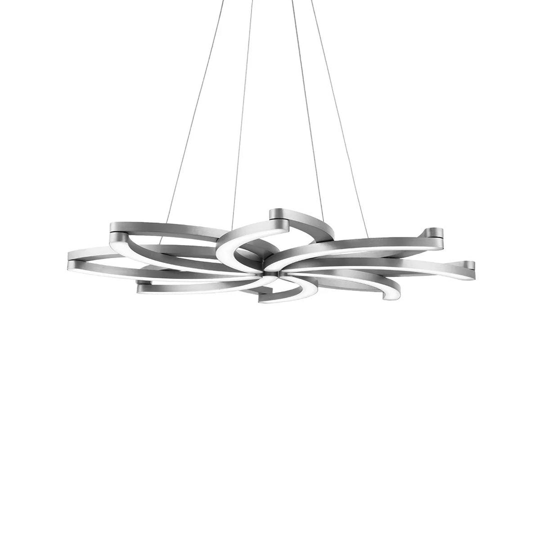 Brushed aluminum finish chandelier, by Modern Forms