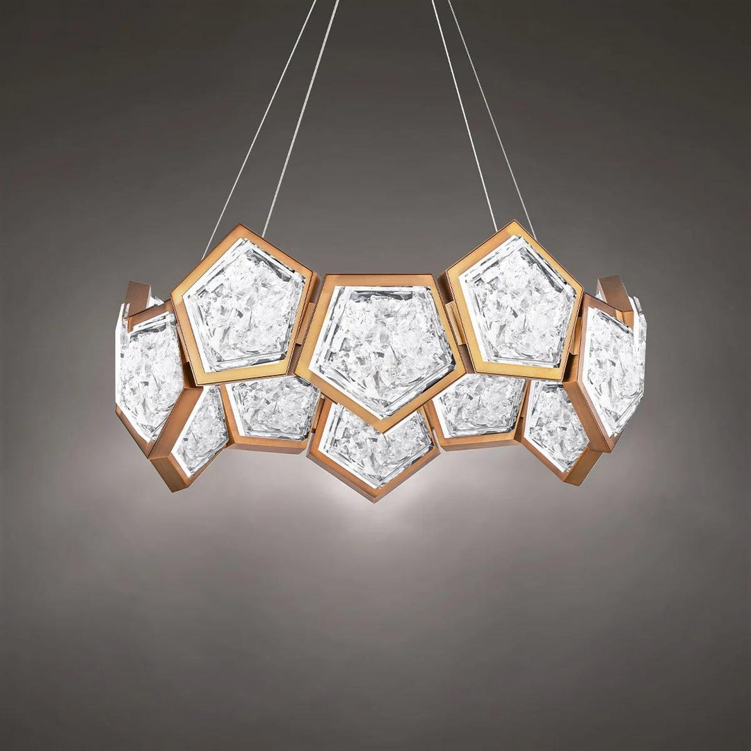 Aged brass finish chandelier, by Modern Forms