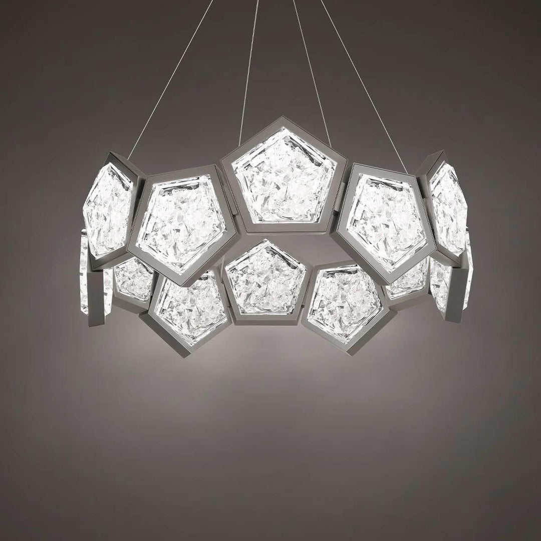Antique nickel finish chandelier, by Modern Forms