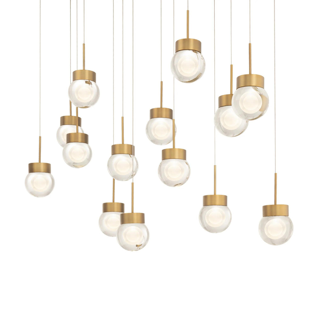 Aged brass finish pendant light, by Modern Forms, for kitchen island or dining
