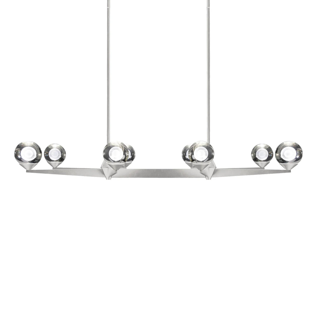 Satin nickel finish chandelier, by Modern Forms